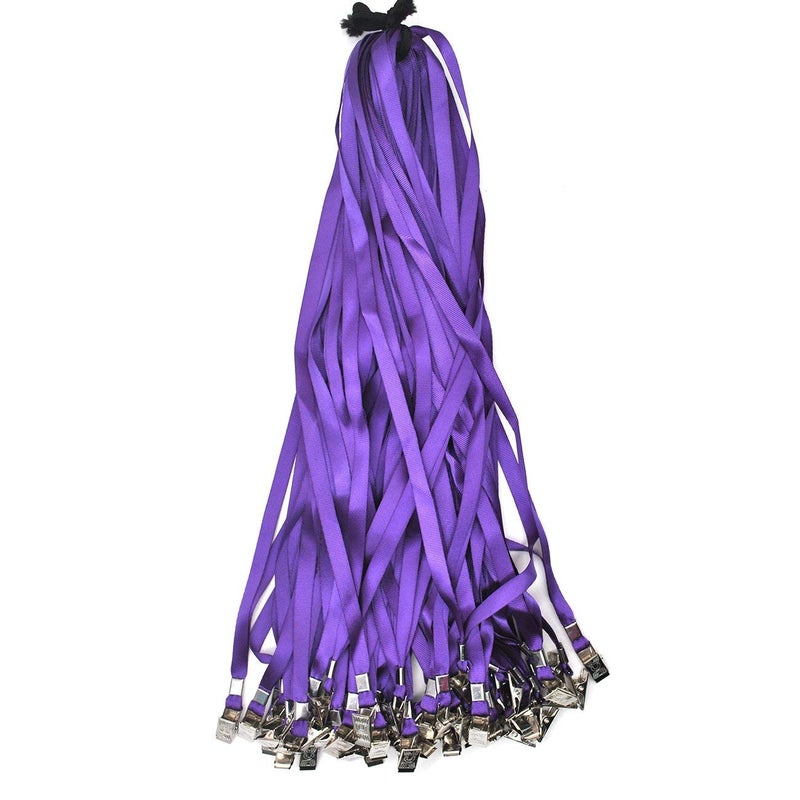 Beebel Purple Lanyards 100 Pack Nylon Flat Badge Lanyard for Id Badge Name Tag (Purple, 100 Pack) - Image 3